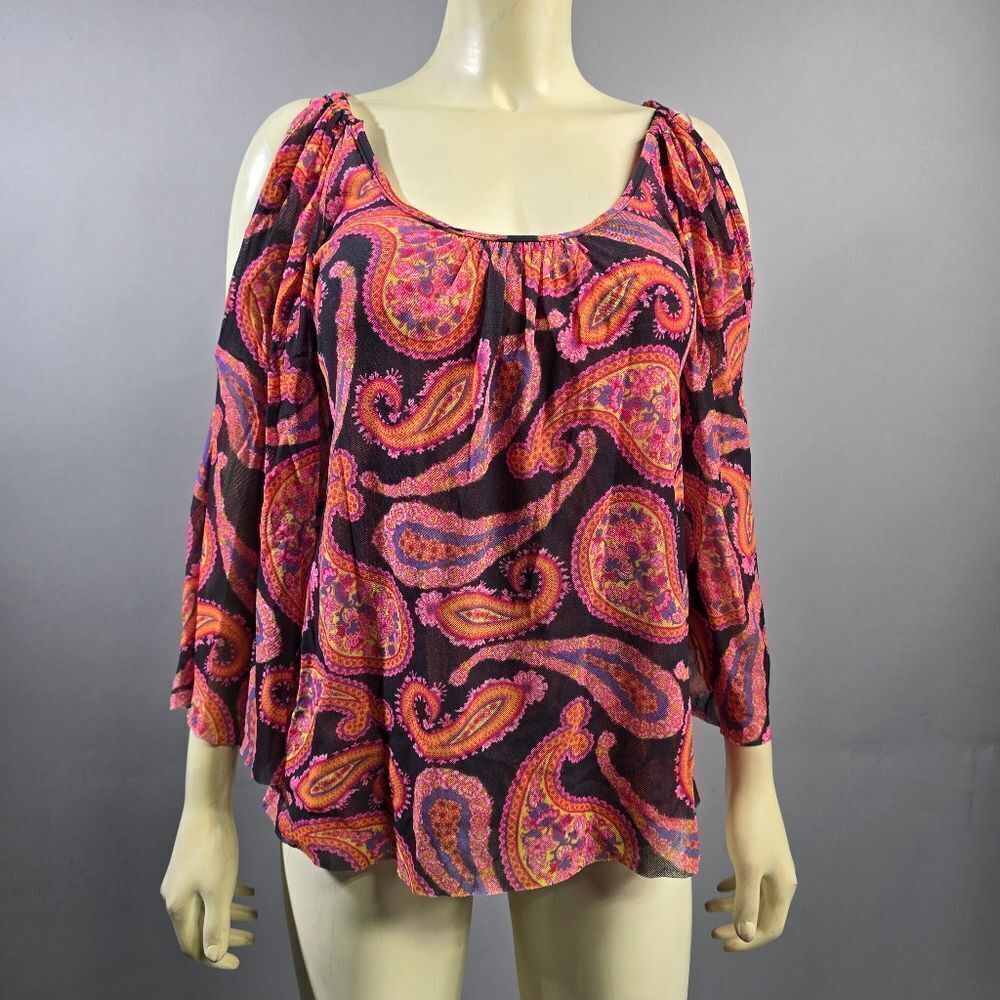 Sweet Pea Small Paisley Blouse - Pink and Black R3